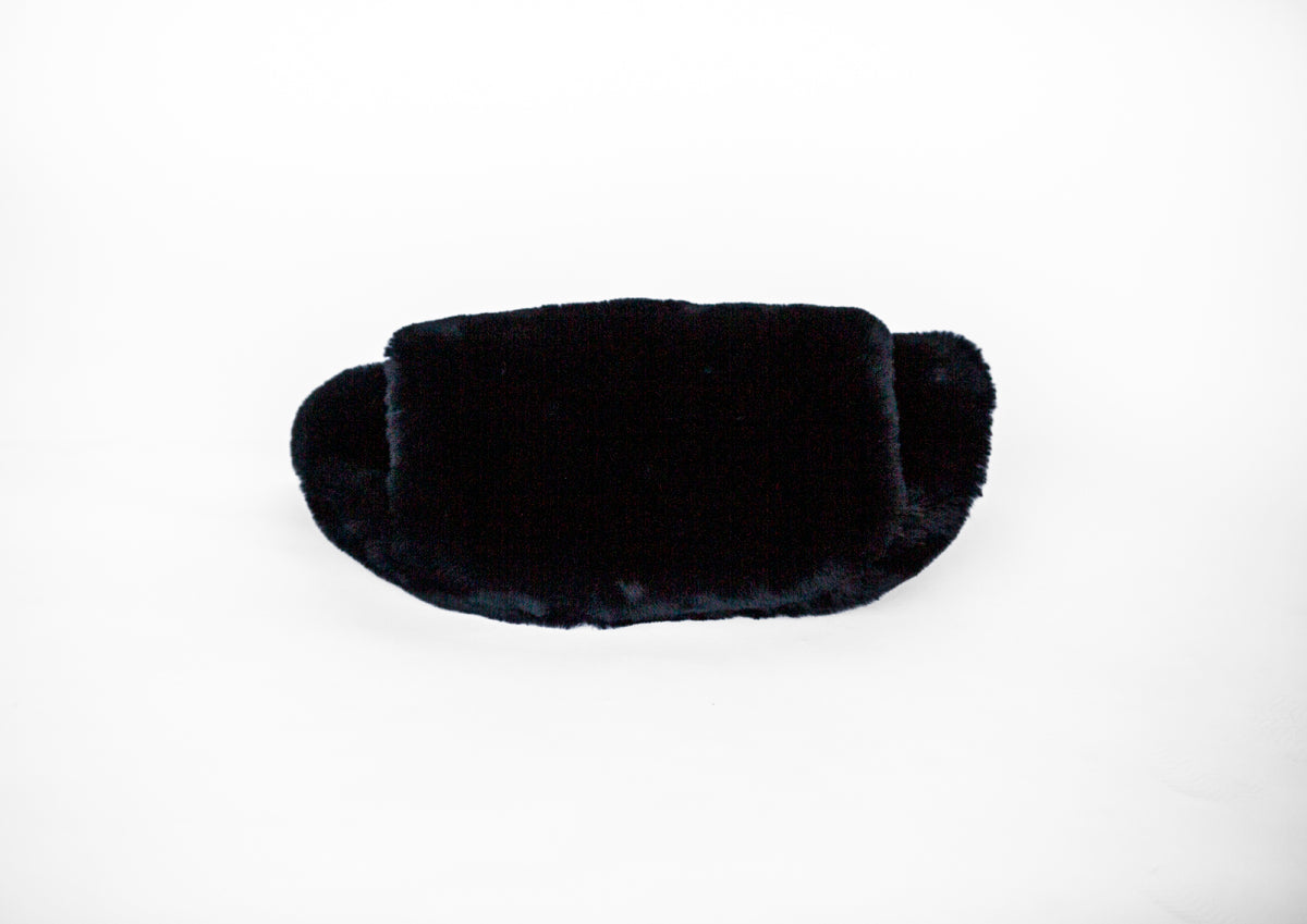 Tara Shakti Faux Fur Fanny Pack Black Front (7228685615288)