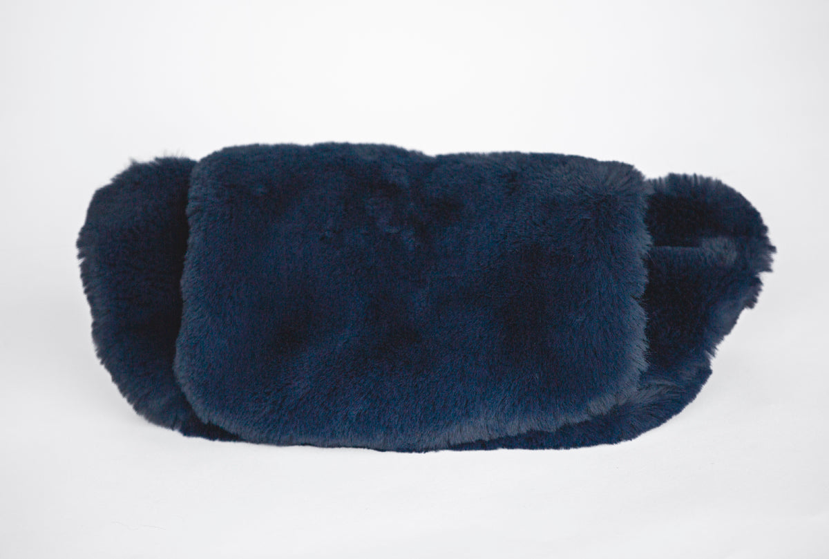 Faux Fur Fanny Pack Blue front (7228685615288)